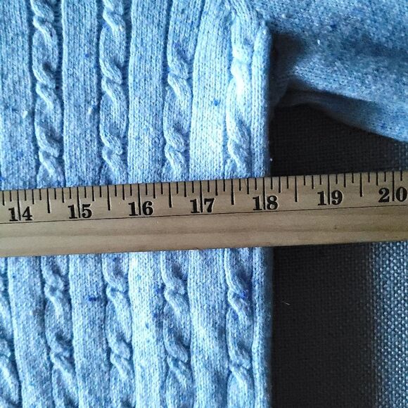 Talbots Cable Knit Confetti Flecked Light Blue Pullover Sweater Women's Size L - Picture 8 of 10